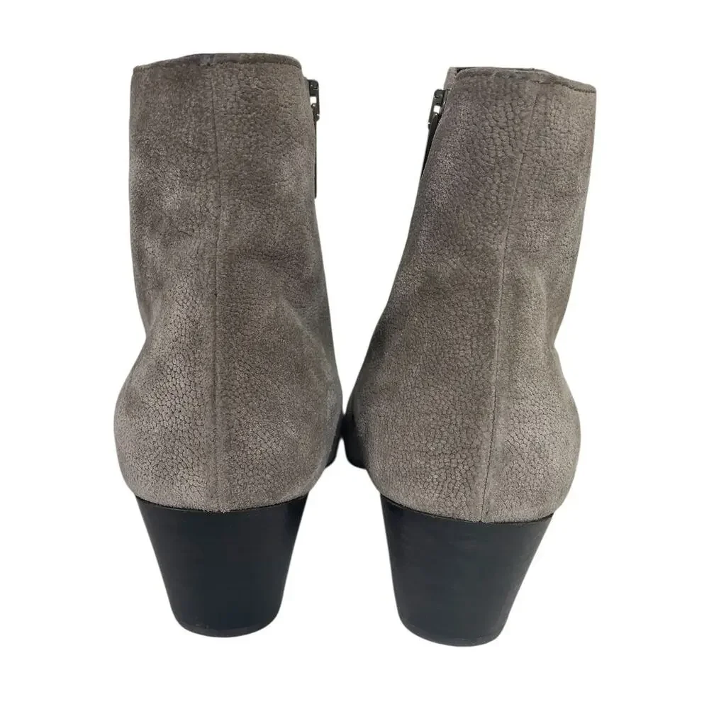 Aquatalia Suede Heeled Zip Ankle Boots Taupe Made in Italy Size US 10 - Picture 8 of 13